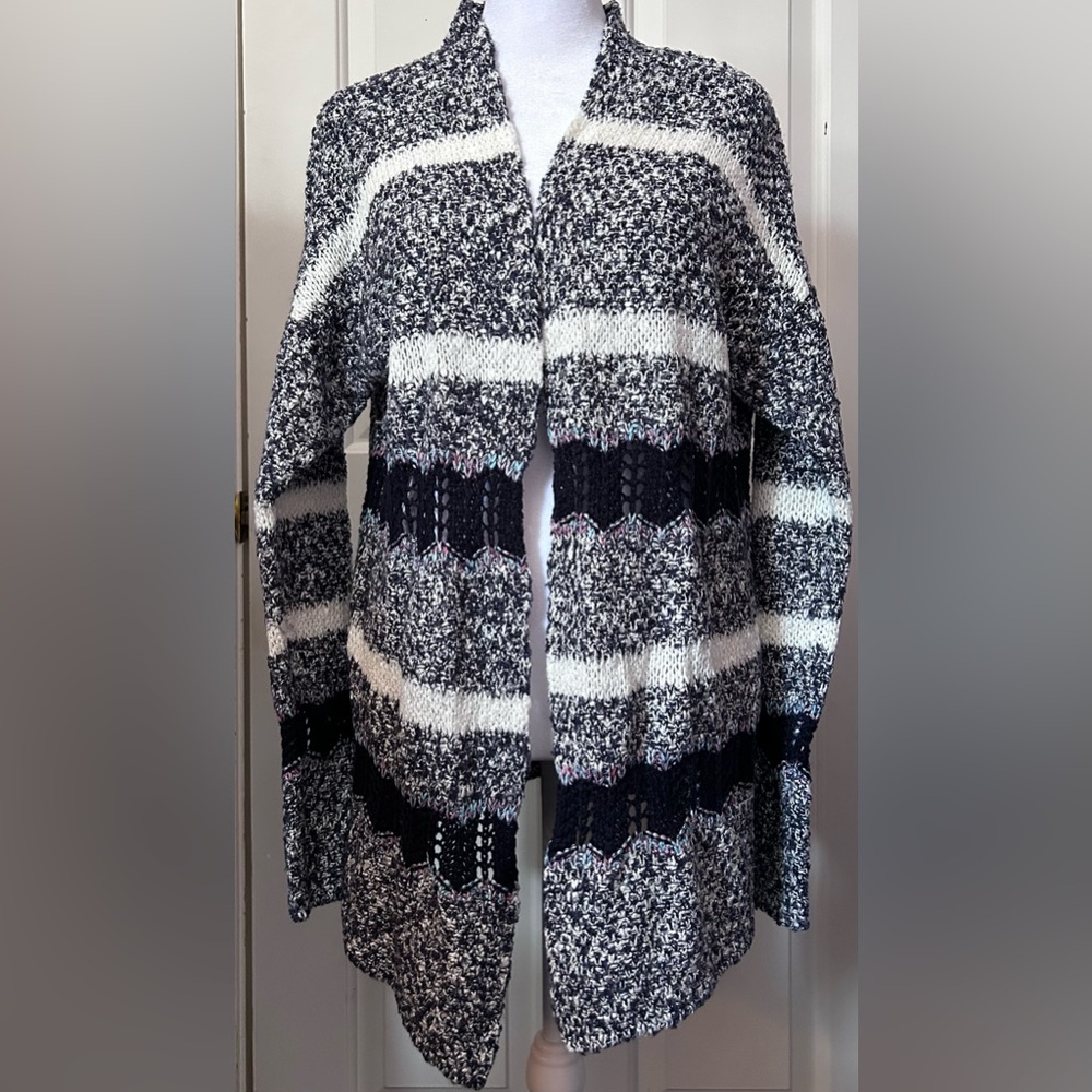 Xhilaration Multi-Colored Striped Open Front Long Cardigan Size Large